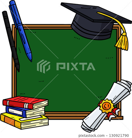Graduation Cap, Books, Diploma Cartoon Clipart  130921790