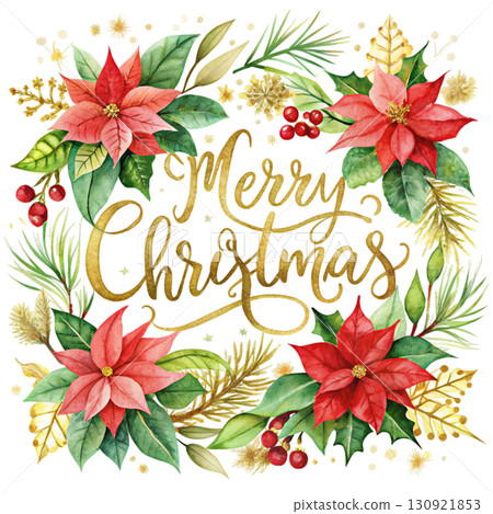Merry Christmas Sign Clipart Watercolor  130921853