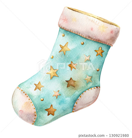 Christmas Stocking with Clipart Watercolor 130921980