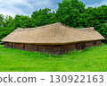 A typical Ukrainian ancient house covered with straw stands quietly, reflecting traditional rural architecture and cultural heritage in Ukraine. 130922163