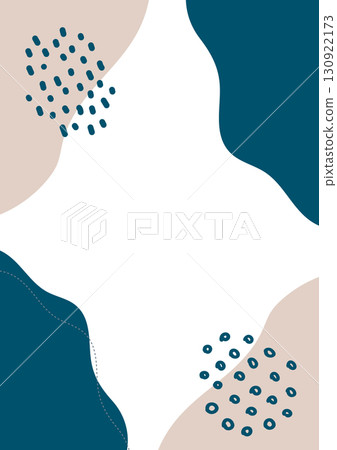 Fluid shape frame background, vertical composition, navy blue and beige 130922173