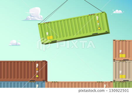 cargo container in a port on stack 130922501