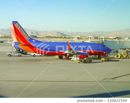 A Southwest Airlines Boeing 737 waiting at Las Vegas Airport 130922504