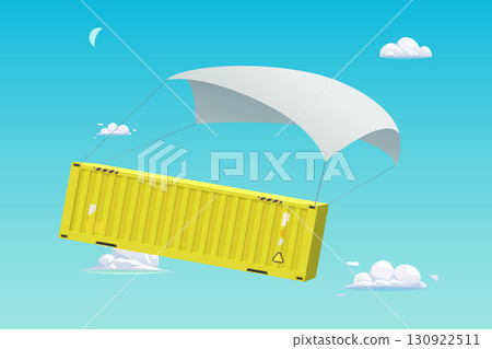 a cartoon cargo container flying in air 130922511