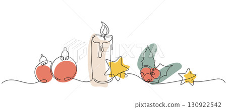 christmas composition with candle 130922542