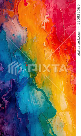 Background material_rainbow-colored brushstrokes 130922569