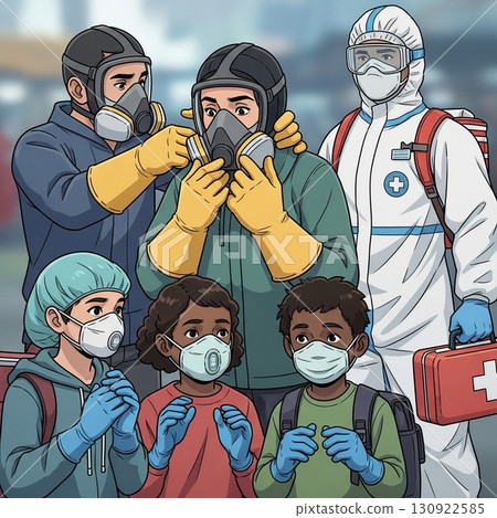 People wearing protective gear to prevent infection 130922585