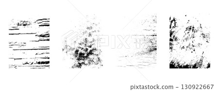 Set of black and white textures for overlay. Vector graphics. Different types of stamps 130922667