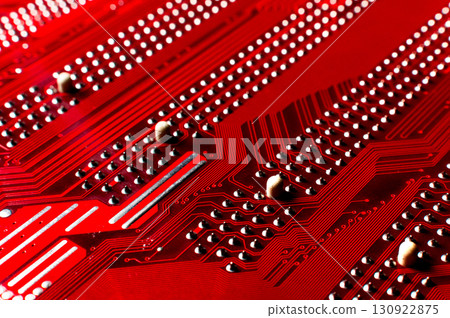 Microcircuits of electronic computers, macro. Technology of the future close-up. Macro photography of a computer motherboard. Shallow depth of field Microcircuits of electronic computers, macro. Technology of the future close-up. Macro photography of a computer motherboard. Shallow depth of field 130922875