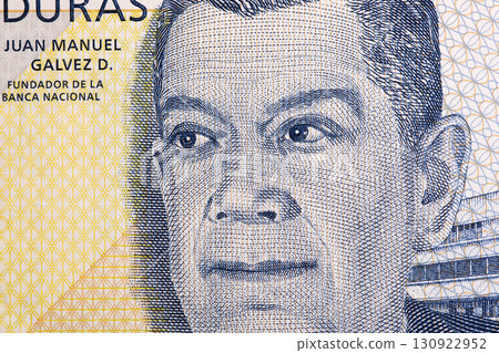 Juan Manuel Galvez a closeup portrait from Honduran money 130922952