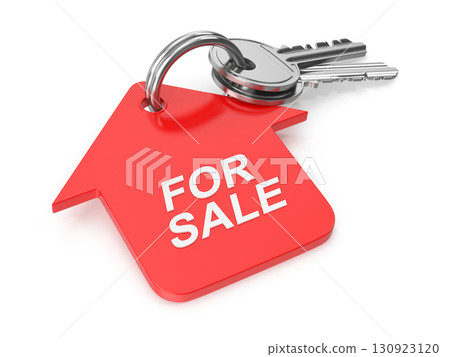 House key with for sale tag - property real estate 130923120