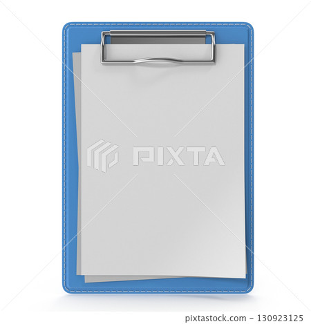Blue clipboard with blank paper sheets Blue clipboard with blank paper sheets 130923125