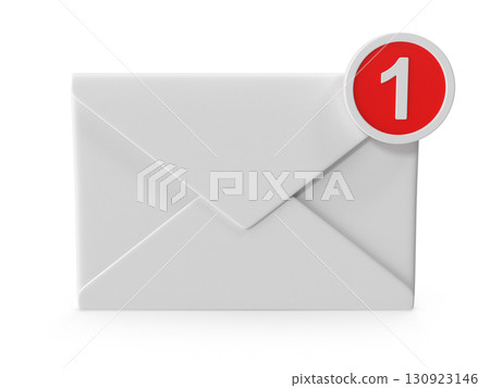 Envelope with a notification indicating a new unread message 130923146