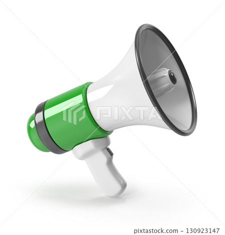 Green and white megaphone for announcements and promotions 130923147