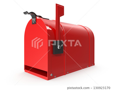 Red mailbox with the flag up ready to receive mail on a white background Red mailbox with the flag up ready to receive mail on a white background 130923170