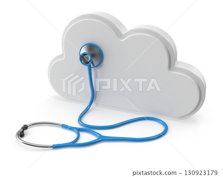 Cloud computing health check stethoscope examining cloud icon 130923179