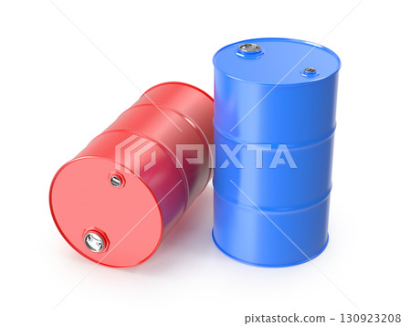 Red and blue oil drums 130923208