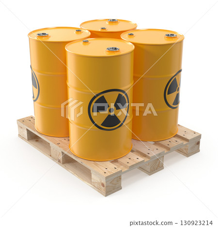 Radioactive Waste Barrel Hazard Symbol on Pallet 130923214