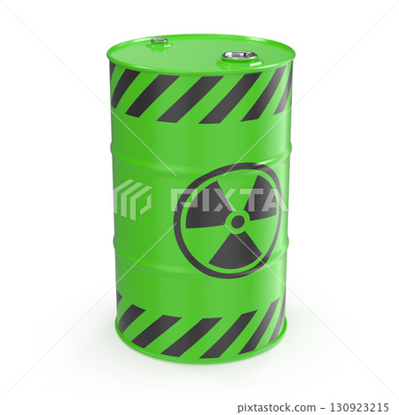 Radioactive Waste Barrel Hazard Symbol on Green Drum 130923215