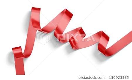 Blank red satin ribbon mockup, side view 130923385