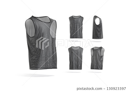 Blank black football team practice vest mockup, different views Blank black football team practice vest mockup, different views 130923397