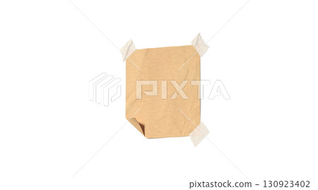 Blank craft taped paper note mockup, isolated, depth of field 130923402