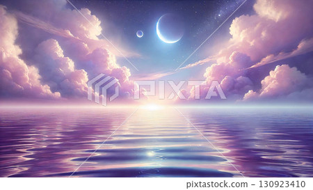 Purple sky and sea 130923410