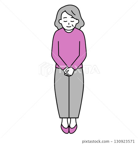 鞠躬的老婦人（全身） 130923571