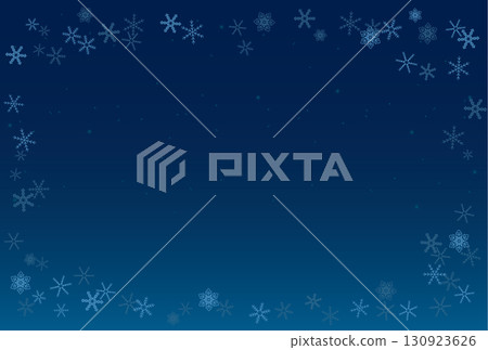 Frame background of snowflakes floating in the night sky 130923626