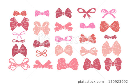 Hand drawn pink silhouette fancy bow knot isolated on white background 130923992