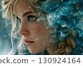 Surreal Portrait with Galaxy Overlay and Intense Gaze 130924164
