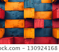 Aerial View of Colorful Shipping Containers in Grid Formation 130924168