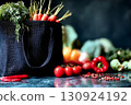 Tote Bag with Fresh Carrots and Colorful Spices 130924192