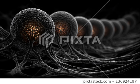 Neural Glow: Interconnected Spheres in Organic Web 130924197