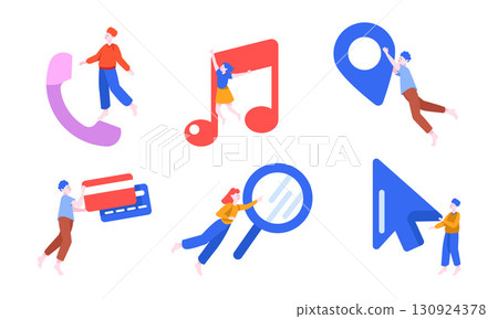 Vibrant and Colorful Icons Illustrating Various Aspects of Communication and Media Activities Vibrant and Colorful Icons Illustrating Various Aspects of Communication and Media Activities 130924378