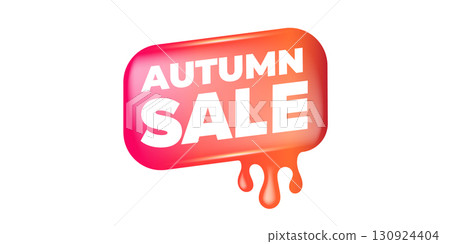 Autumn Sale vector sticker design, modern liquid art with glossy red and orange drips, creative graphic for promotional banners, social media, shopping labels, and seasonal advertising 130924404