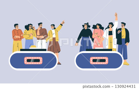 A Diverse Group of People is Joyfully Celebrating Together on a Colorful Platform 130924431