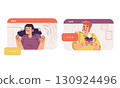 A Casual Video Chat Experience Between Friends in a Modern Digital Setting and Space 130924496