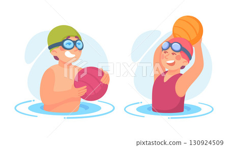Children Engaging in Exciting Water Sports Activities Enjoying Fun Moments in the Pool Children Engaging in Exciting Water Sports Activities Enjoying Fun Moments in the Pool 130924509