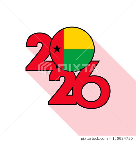 2026 Long Shadow Banner with Guinea Bissau Flag Inside. 2026 Long Shadow Banner with Guinea Bissau Flag Inside. 130924730