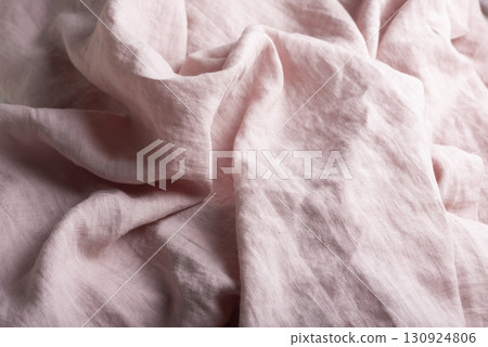 Sewing concept with pink linen fabric Sewing concept with pink linen fabric 130924806