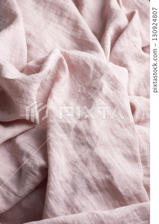 Sewing concept with pink linen fabric Sewing concept with pink linen fabric 130924807