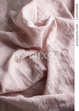 Sewing concept with pink linen fabric Sewing concept with pink linen fabric 130924808