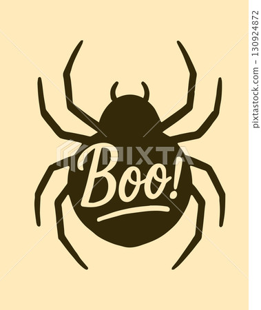 Boo! Vector Halloween lettering design with silhouette of spider. 130924872