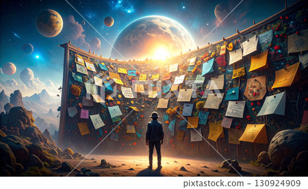 Colorful Sticky Notes on Bulletin Board. Back to School Concept. Generated Image Colorful Sticky Notes on Bulletin Board. Back to School Concept. Generated Image 130924909