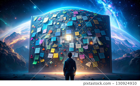Colorful Sticky Notes on Bulletin Board. Back to School Concept. Generated Image Colorful Sticky Notes on Bulletin Board. Back to School Concept. Generated Image 130924910