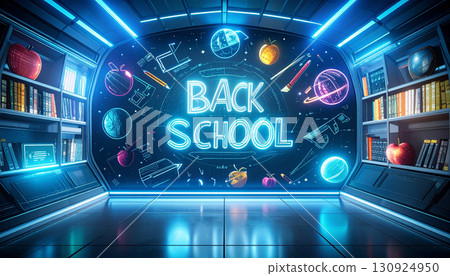 Back to School Chalk Drawing on Blackboard. Back to School Concept. Generated Image 130924950