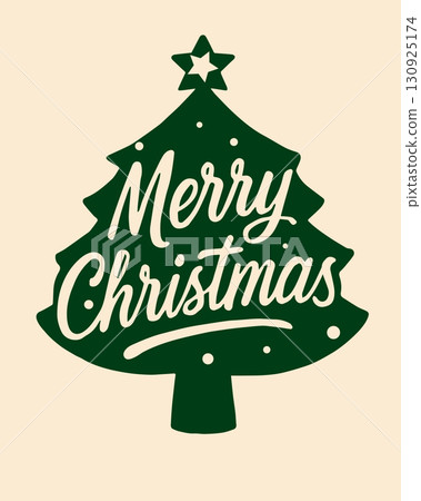Christmas lettering design. Text Merry Christmas inscribed in the silhouette of the Christmas tree. Christmas lettering design. Text Merry Christmas inscribed in the silhouette of the Christmas tree. 130925174