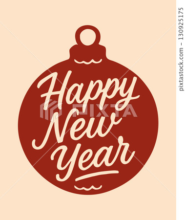 Christmas lettering design. Text Happy New Year inscribed in the silhouette of the Christmas ornament. 130925175