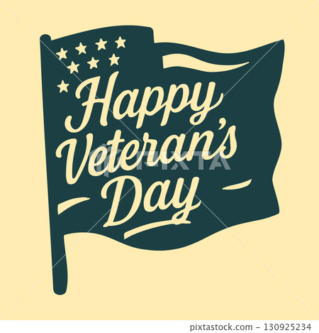 Happy Veteran's Day vector lettering design with the American flag. 130925234